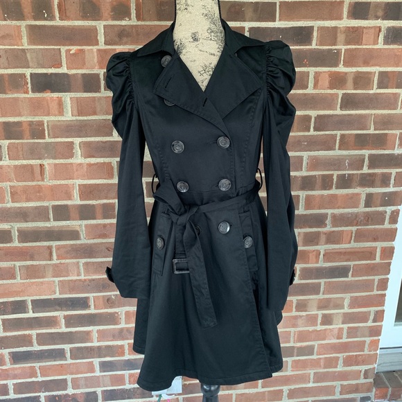 love label Jackets & Blazers - ⬇️$35 Black trench coat belt bubble sleeves